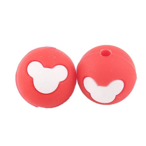 Silikonové korálky MICKEY Ø15mm (1ks) - red