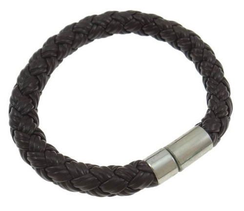 Náramek z umělé kůže, PU faux leather, kulatá,