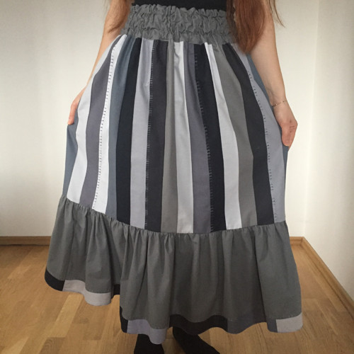 Sukně patchwork Annie šedočerná