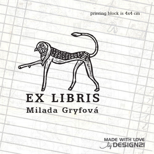 Gryf inspirovaný Egyptem: razítko 4x4 cm