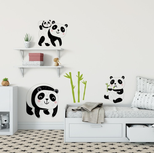 Pandí rodinka - přelepovací eko samolepky