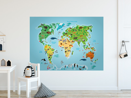 Samolepicí dětská mapa se zvířaty