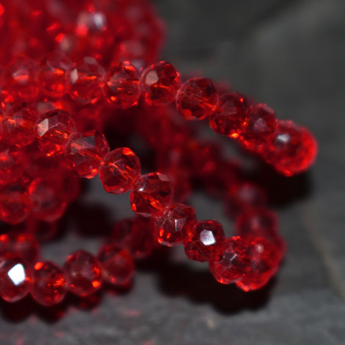 Rondelky broušené 4x3mm - červené II.