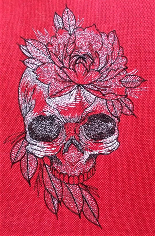 1134 - Lebka - výšivka - panel 40 x 50 cm