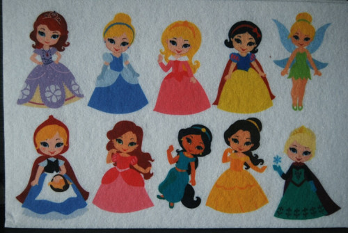 Filc potištěný 3 mm. Princezny Disney 1.