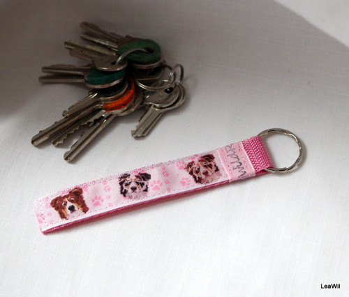 Klíčenka taft 2cm borderkolie - pásek růž.sv.lim