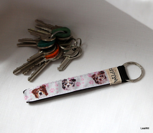 Klíčenka taft 2cm borderkolie - pásek čer.béž.lim