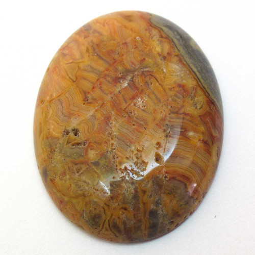 Kabošon oranžový krajkový achát ovál 40mm