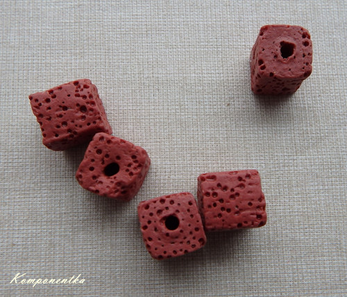 Korálky z Lávy cihlovo růžové 10mm 1kus