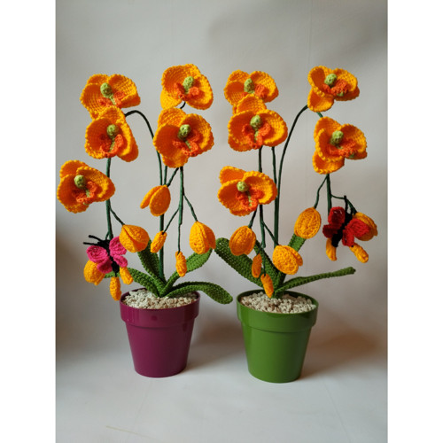 Háčkovaná květina - žlutá orchidej