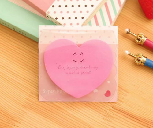 Lepicí lístečky - note pad, růžový, happy heart,