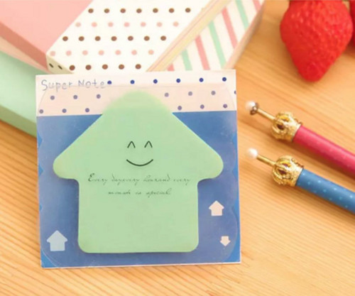 Lepicí lístečky - note pad, zelený, happy house, — foto 1
