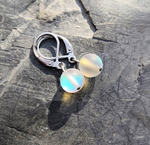 Zářivý duhový opalit*AB crystal*náušnice*ocel