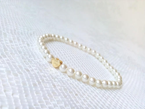 Summer love bracelet (Swarovski pearls/24k heart)