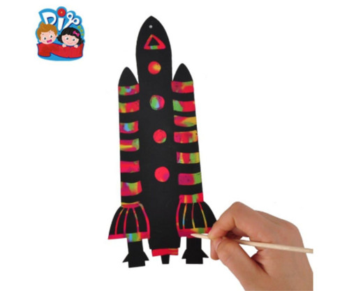 Papírová dekorace pro děti - vesmírná raketa,