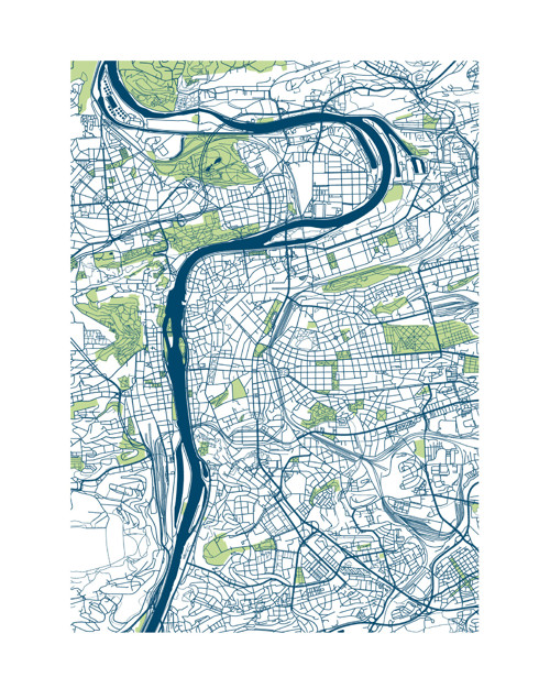 Stylizovaná mapa Prahy