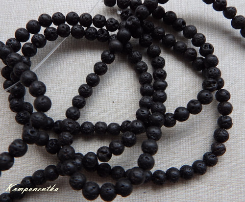 Láva černá polodrahokam 4mm 10kusů