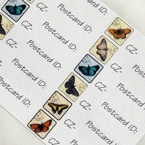Aršík samolepek na postcrossing