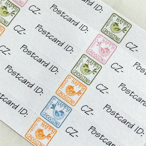 Aršík samolepek na postcrossing