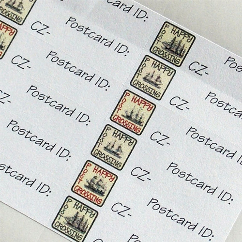 Aršík samolepek na postcrossing
