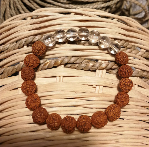 Náramek - rudraksha, křišťál — foto 1
