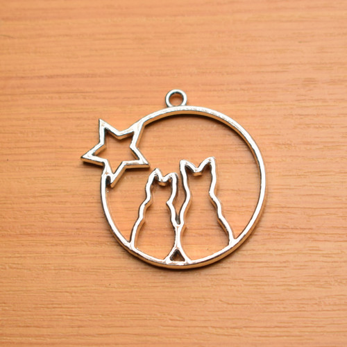 Kočky a hvězda - starostříbro - 43mm x 41mm