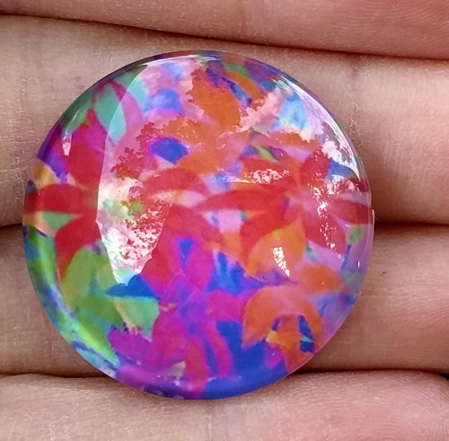Velký skleněný kabošon s grafickým motivem, 30 mm