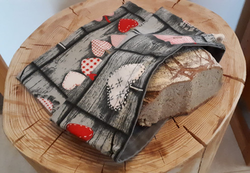 Sáček na pečivo šedý se srdíčky — foto 1