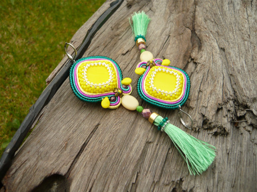 Soutache náušnice Summer Lemonade — foto 1