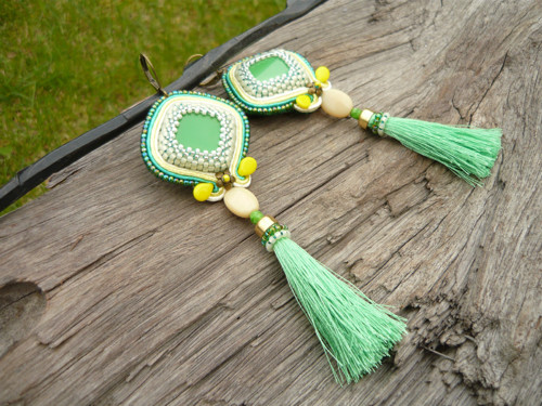 Soutache náušnice Fresh Lemonade — foto 1