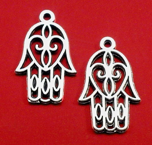 Starostříbrný přívěsek - ethno ruka, hamsa, 2 kusy