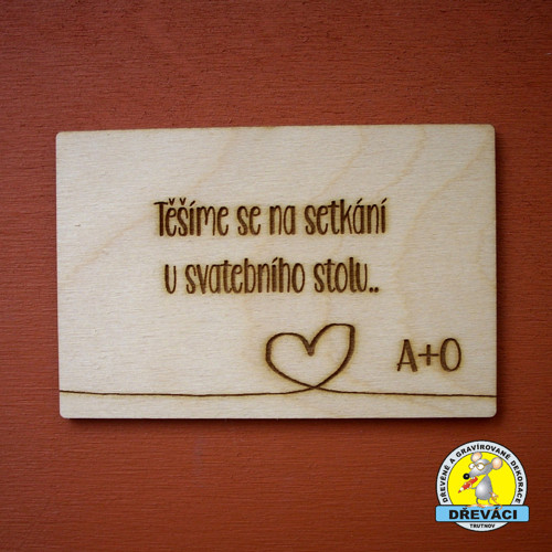 Dřevěné Pozvání ke svatebnímu stolu...