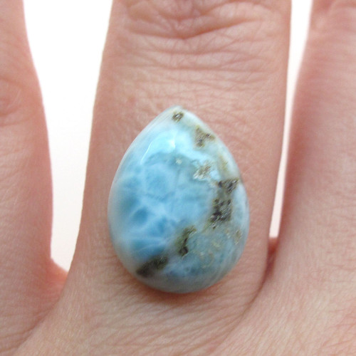 Kabošon larimar kapka 16,2mm — foto 1