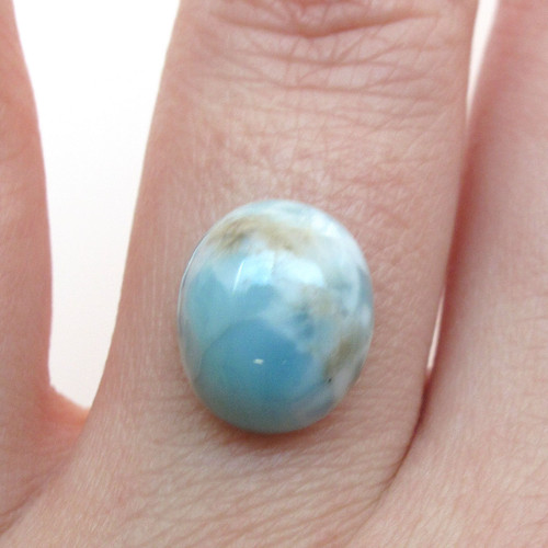 Kabošon larimar ovál 12,2mm REZERVACE — foto 1