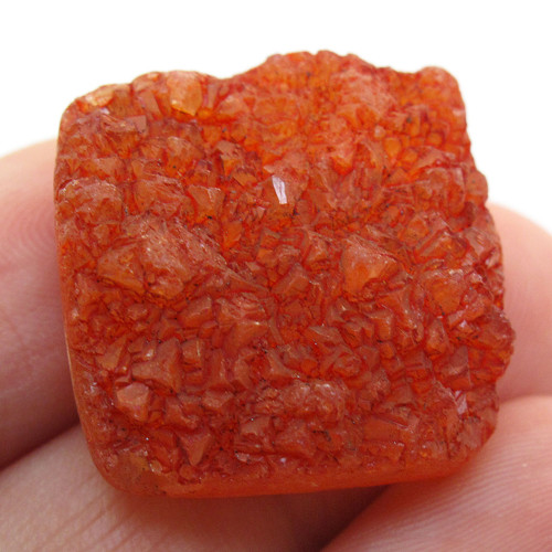 Kabošon oranžová drůza křemene čtverec 22mm