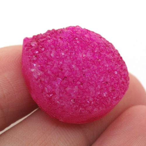 Kabošon růžová drůza křemene kapka 23mm
