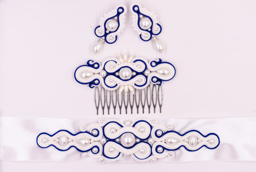 Folková perlová svatební soutache sada