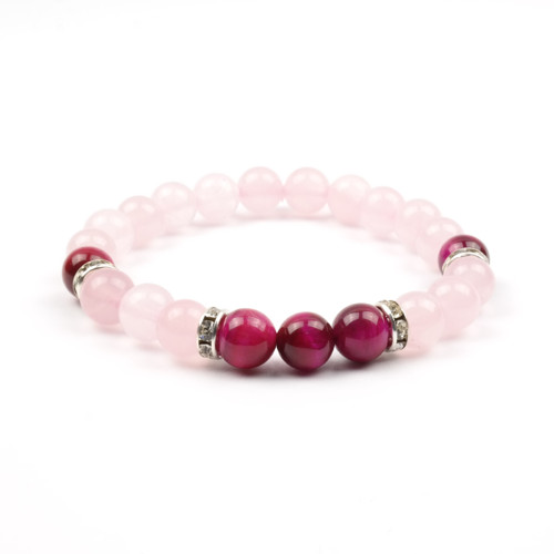 Moni - dámský náramek růženín tygří oko magenta