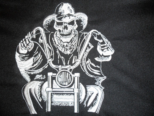 Výšivka motorkáře - kostlivce