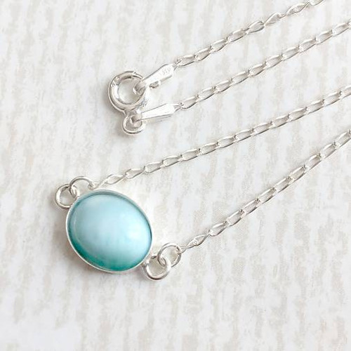 Jemný stříbrný náhrdelník larimar Ag925 /2094