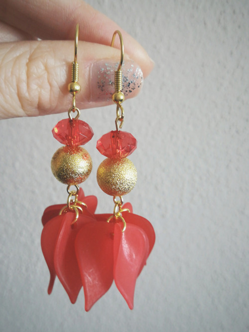 Red & gold flush - náušnice