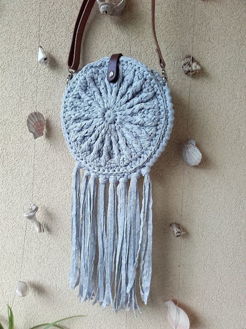 BOHO BAG TASSEL světlešedá — foto 1