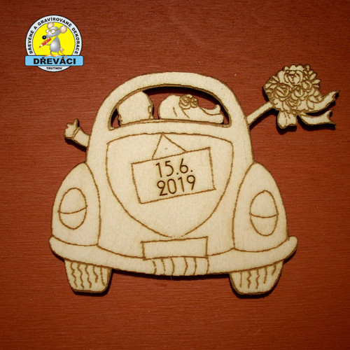 SVATEBNÍ AUTO - gravírovaný výřez - KV0258