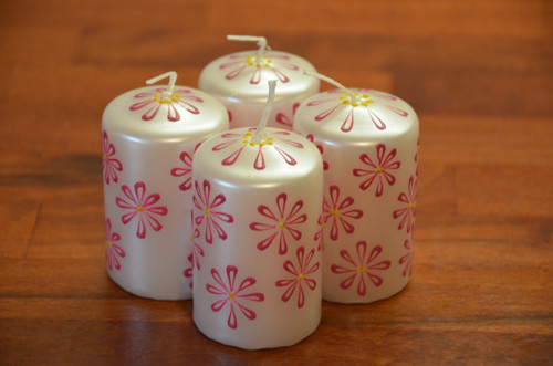 Svíčky bílé perleťové - sada 4 ks — foto 1