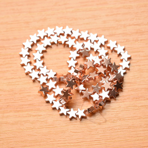 Hematit - hvězdička - rose gold - 6mm - 10 kusů