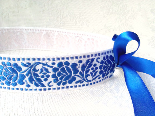 Folklórna čelenka (kráľovsky modrá/biela) — foto 1