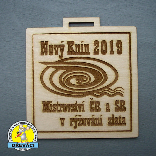 Dřevěná MEDAILE "M ČR SR v rýžování zlata" dětská