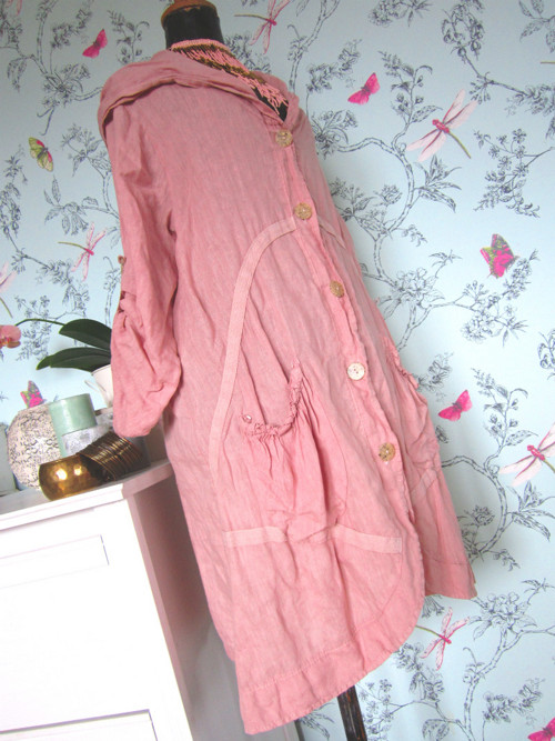 Šatotunika lněná powder pink — foto 1