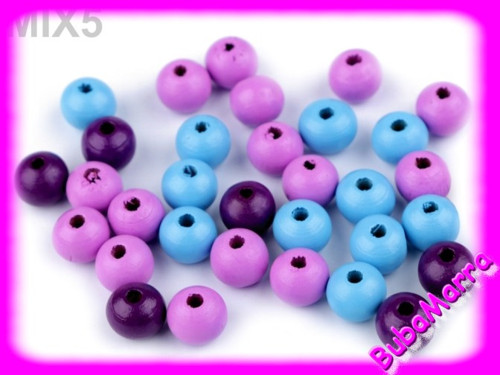~ 40 ks ~ dřevěné lakované korálky ~ Ø10mm mix č.5