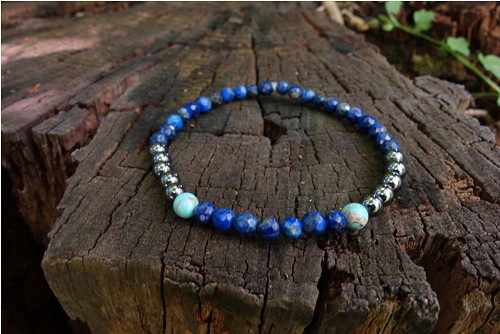 Minimalistický náramek Lapis lazuli/Jaspis/Hematit — foto 1